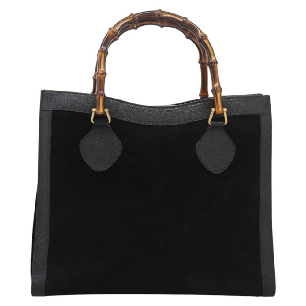 GUCCI Bamboo Hand Bag Suede Black Gold 002 2853 0260 0 Auth fm4365 - Picture 2 of 16